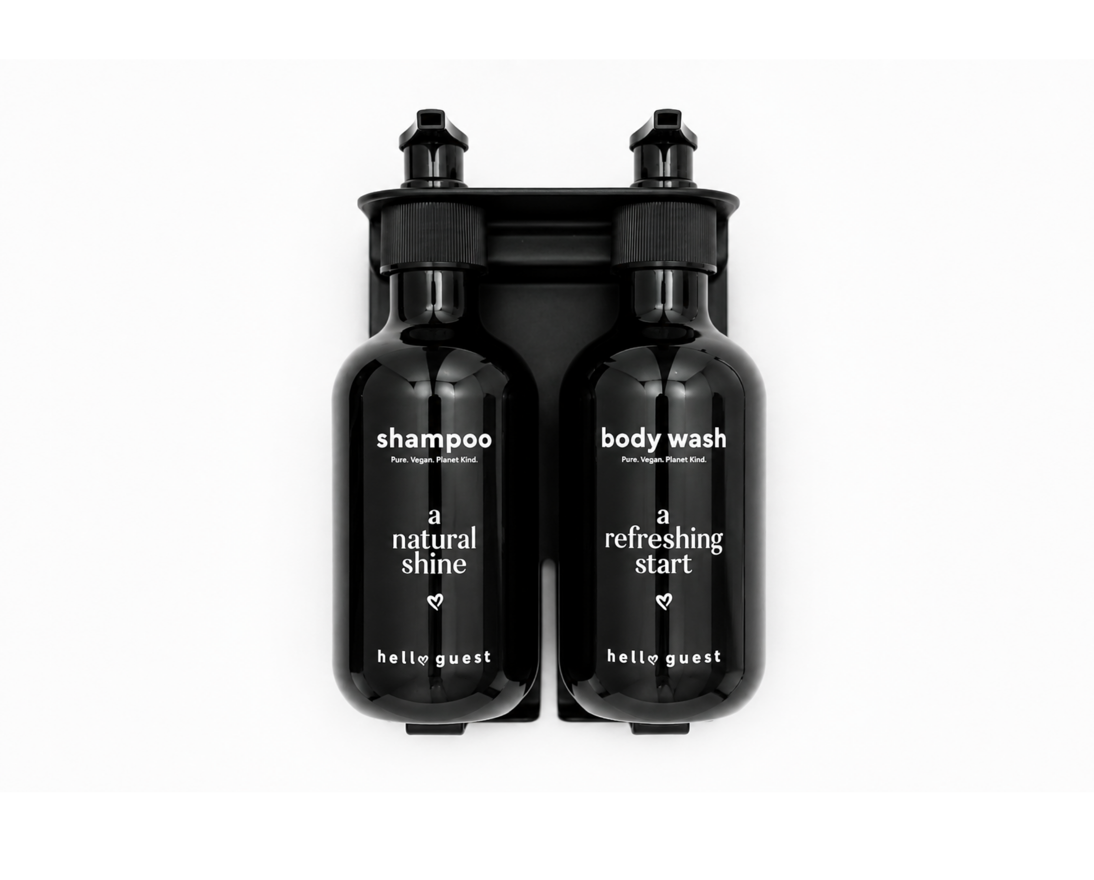 Dubbele wandhouder met luxe shampoo en body wash